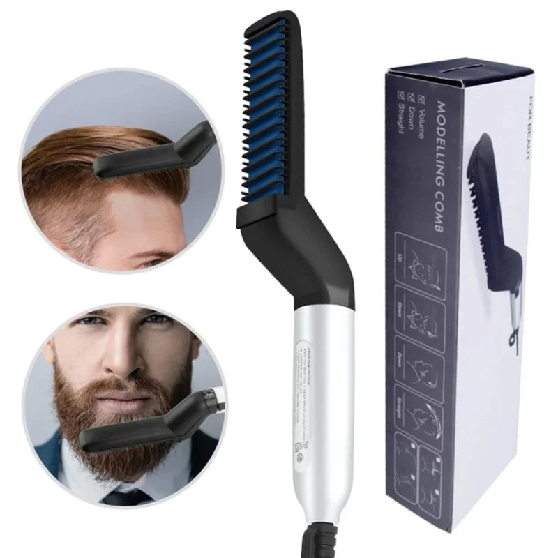 Electric Hair & Beard Straightener Comb for Men | Multifunction Electric Hair & Beard Styling Brush | Quick Heating Ceramic Straightener